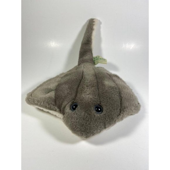 12" Wild Wonders Gray & White Stingray Sea Creature Plush - Picture 1 of 5